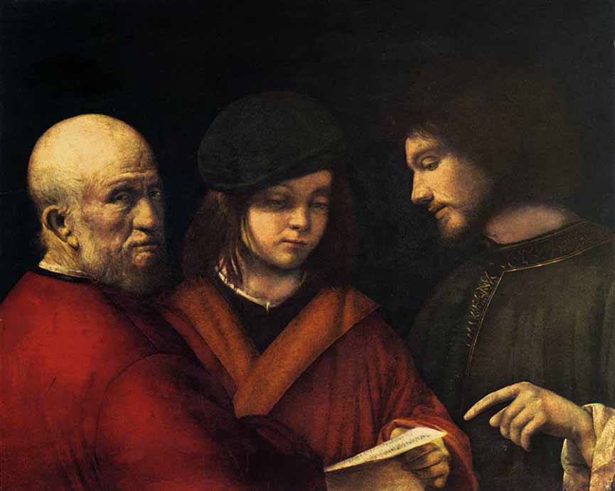 Drei Altersstufen des Menschen, Giorgione, 1500-1501 Palazzo Pitti  Firenze